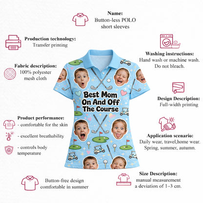 Best Mom On And Off The Course Custom Photo Polo