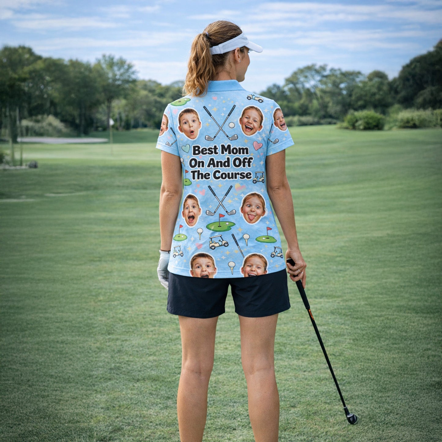 Best Mom On And Off The Course Custom Photo Polo