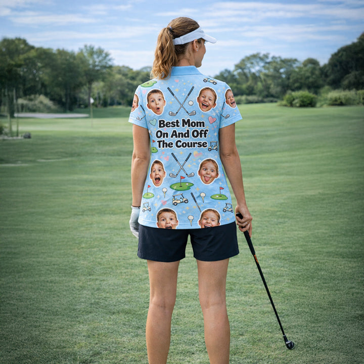 Best Mom On And Off The Course Custom Photo Polo