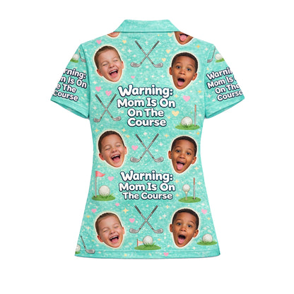 Funny Golf Mom Custom Face Mint Green Polo Shirt