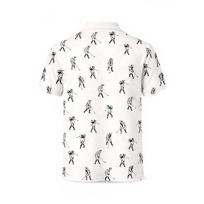 Custom Name Golf Club Vintage Print White Polo Shirt