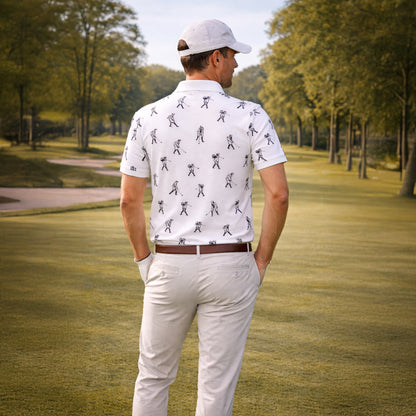 Custom Name Golf Club Vintage Print White Polo Shirt