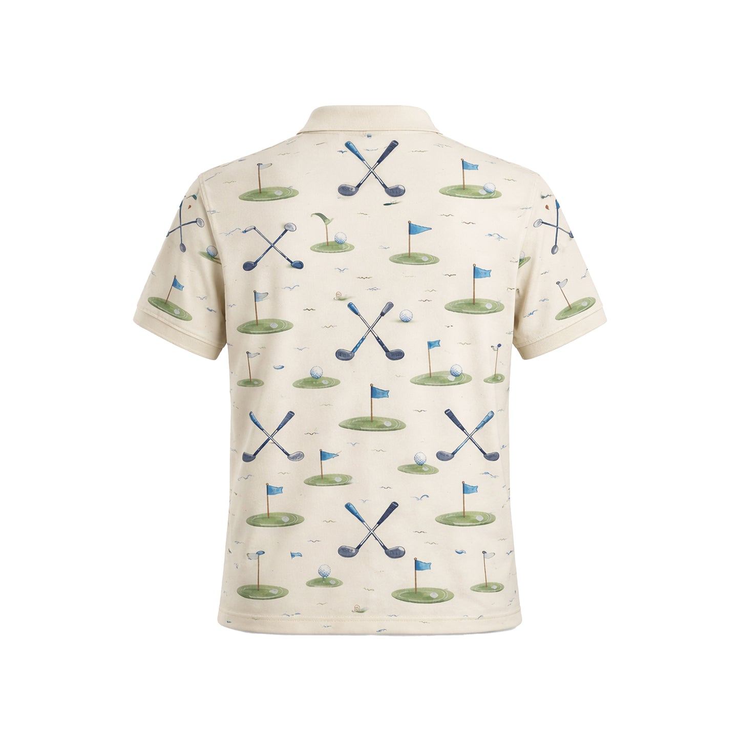 Custom Name Est Year Watercolor Golf Polo Cream Beige