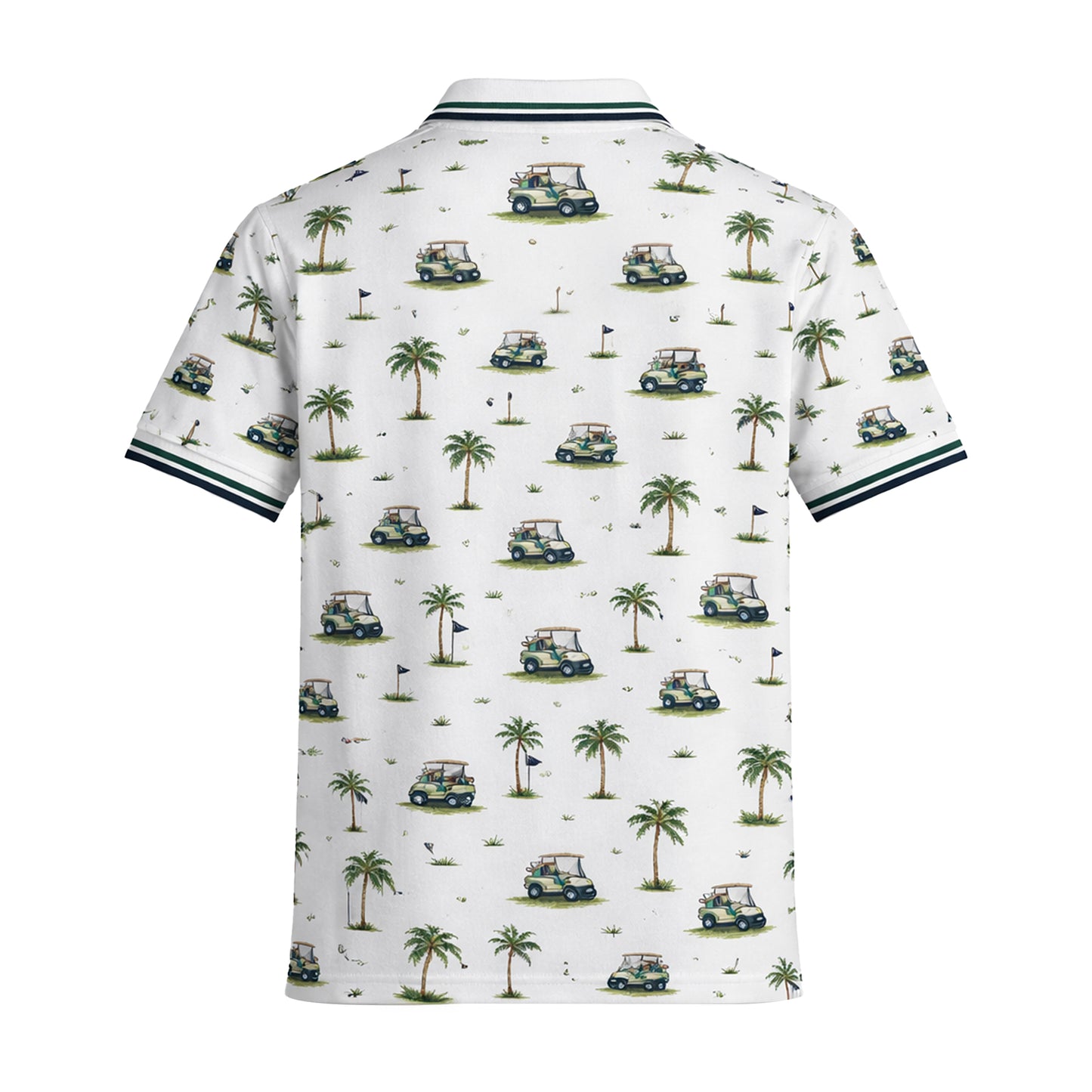 Custom Name Golf Cart Palm Tree Clubhouse Polo White
