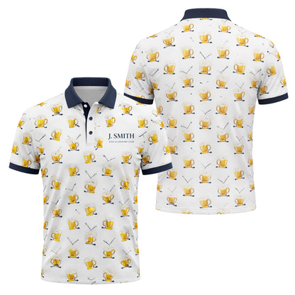Personalized Beer & Golf Clubs Country Club Polo White