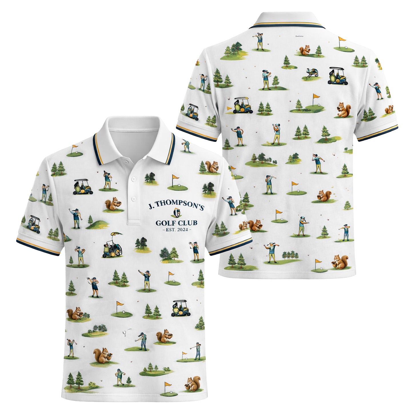 Custom Golf Club Name Watercolor Polo Shirt Men