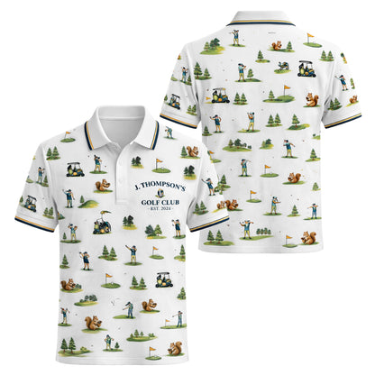 Custom Golf Club Name Watercolor Polo Shirt Men
