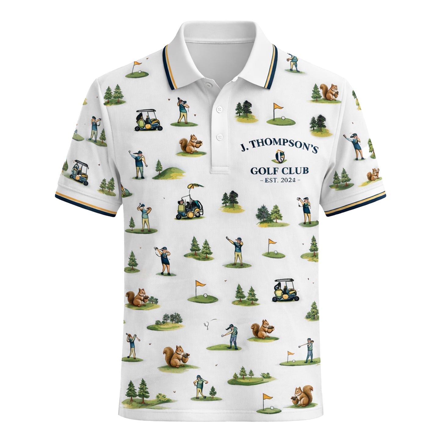 Custom Golf Club Name Watercolor Polo Shirt Men