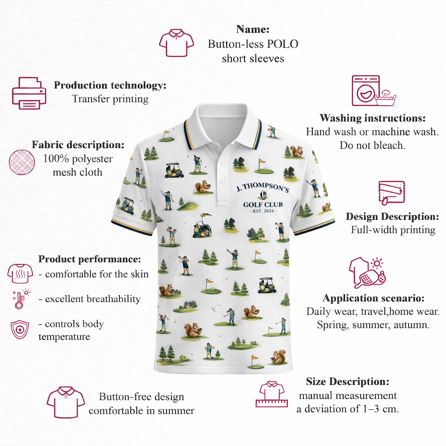 Custom Golf Club Name Watercolor Polo Shirt Men