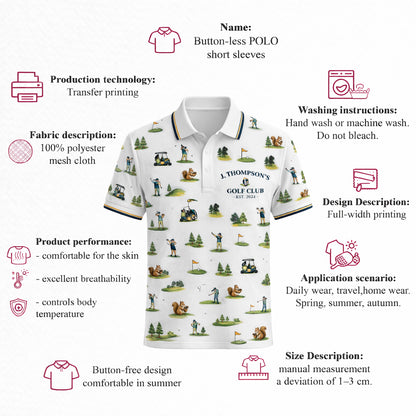Custom Golf Club Name Watercolor Polo Shirt Men