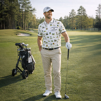 Custom Golf Club Name Watercolor Polo Shirt Men