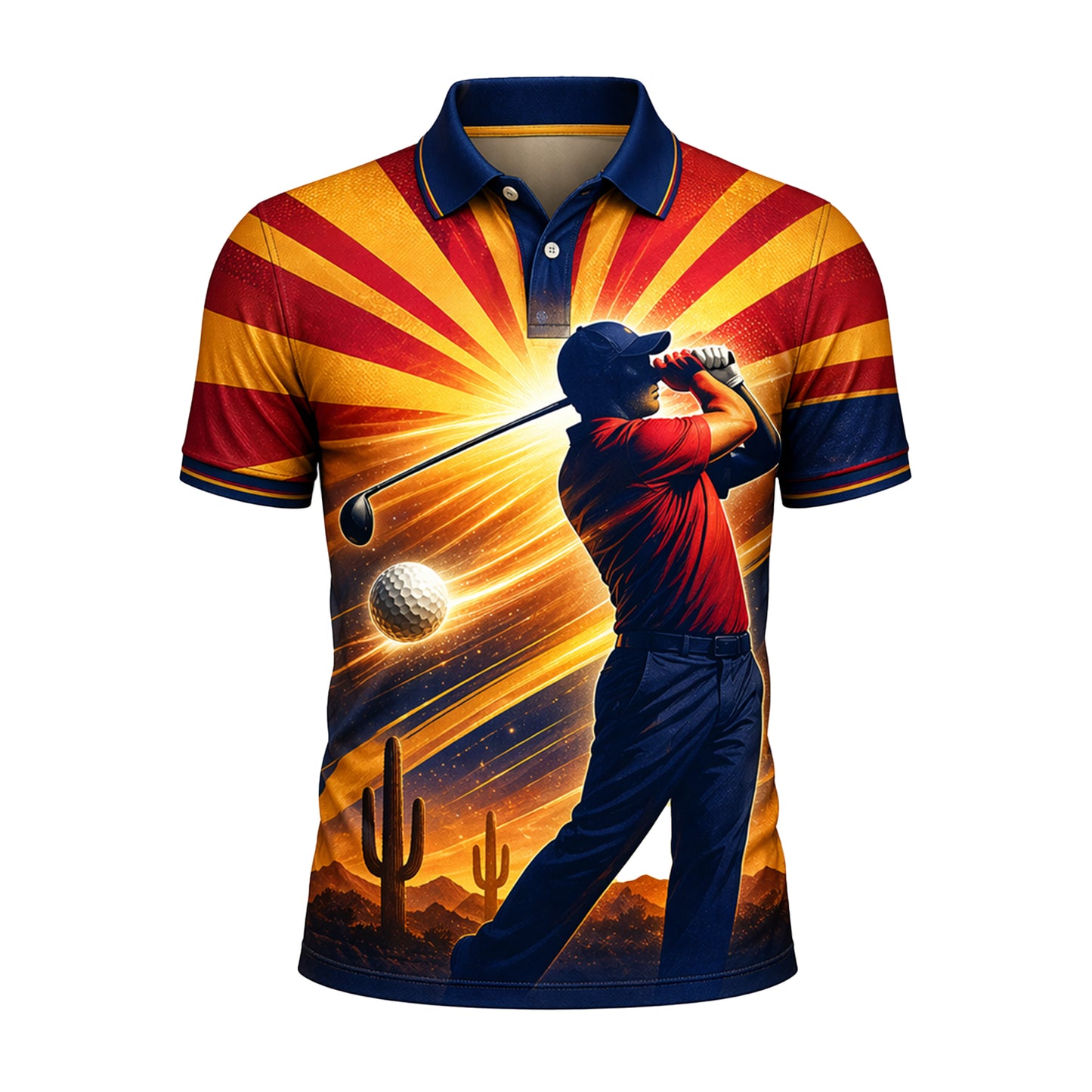 Arizona Desert Sunset Custom Name Golf Polo Shirt Men