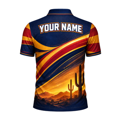 Arizona Desert Sunset Custom Name Golf Polo Shirt Men
