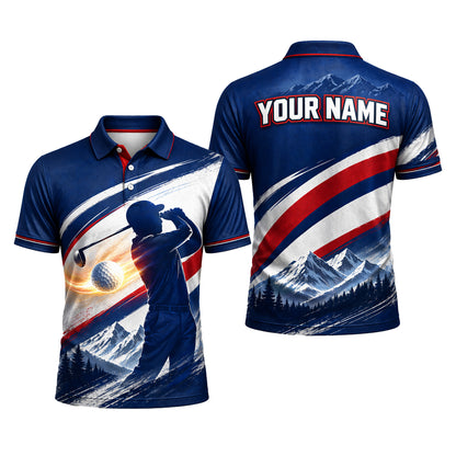 Custom Name Colorado Golfer Mens Polo Navy Blue