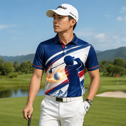Custom Name Colorado Golfer Mens Polo Navy Blue
