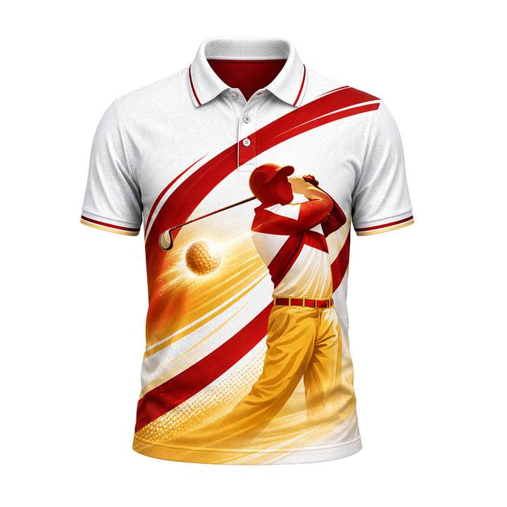 Custom Name Florida Golfer Tropical Palm Polo White Red