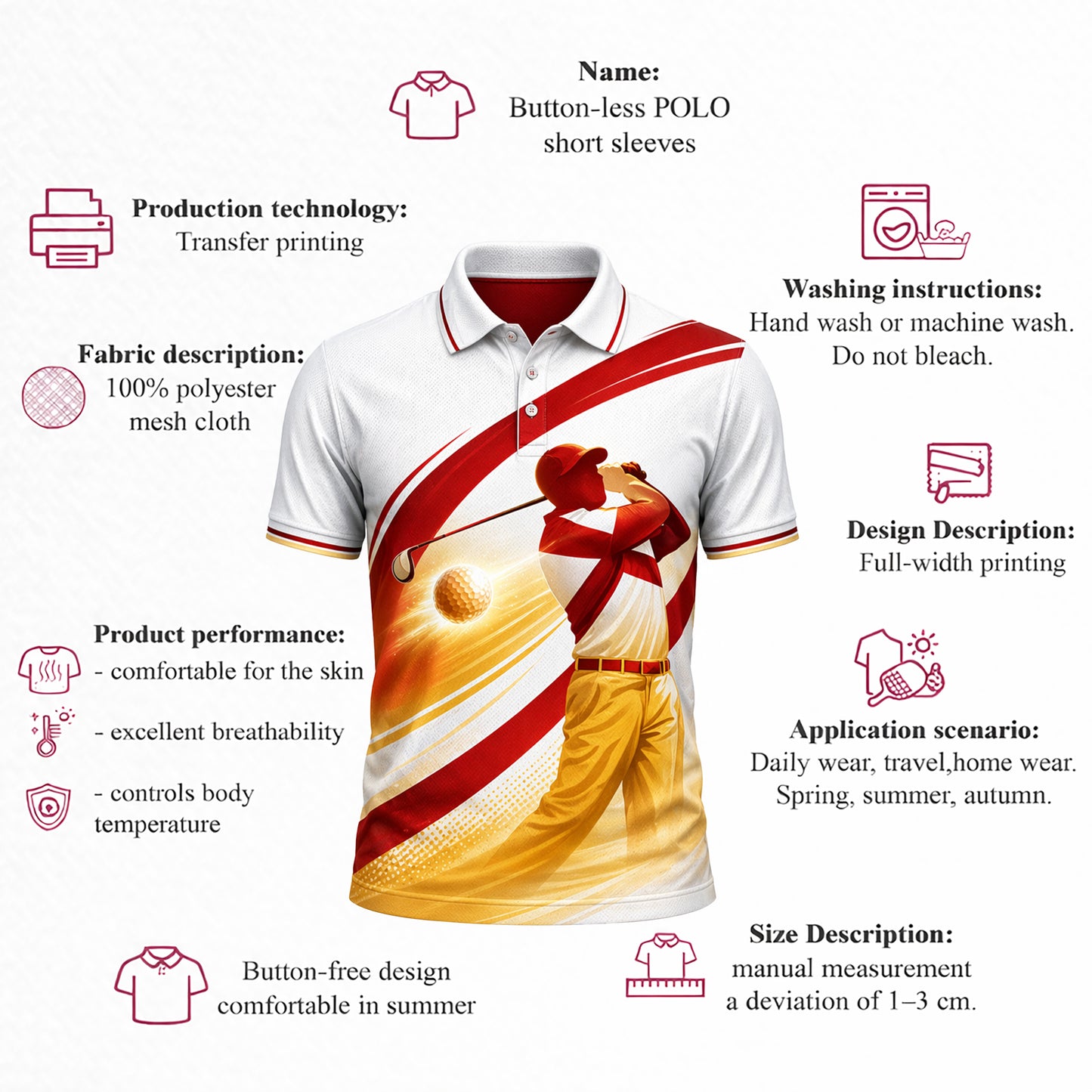 Custom Name Florida Golfer Tropical Palm Polo White Red