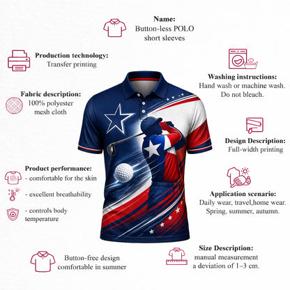 Custom Name Patriotic Texas Golfer Star Stripe Polo