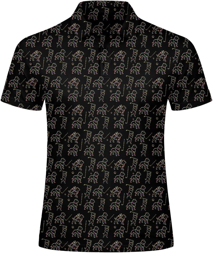 Golf Dog Lights Pattern Polo Shirt Men Women Funny Golfer Dog All Over Print