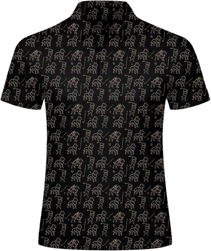 Golf Dog Lights Pattern Polo Shirt Men Women Funny Golfer Dog All Over Print