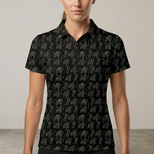 Golf Dog Lights Pattern Polo Shirt Men Women Funny Golfer Dog All Over Print