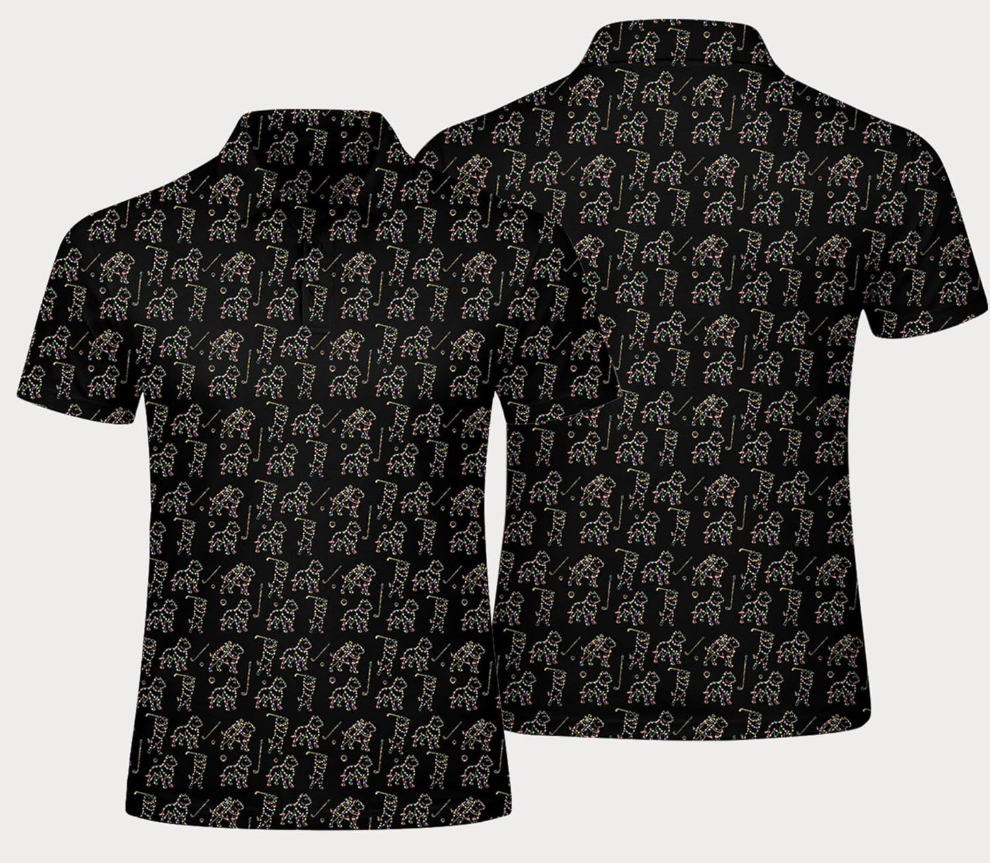 Golf Dog Lights Pattern Polo Shirt Men Women Funny Golfer Dog All Over Print