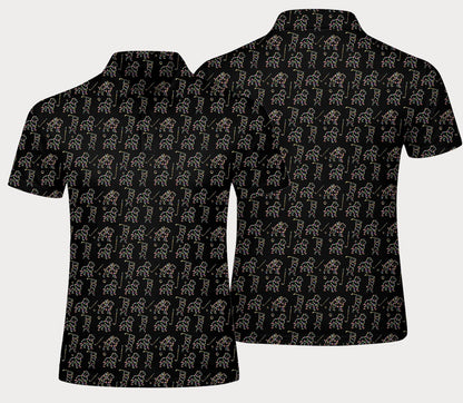 Golf Dog Lights Pattern Polo Shirt Men Women Funny Golfer Dog All Over Print