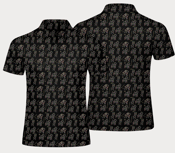 Golf Dog Lights Pattern Polo Shirt Men Women Funny Golfer Dog All Over Print