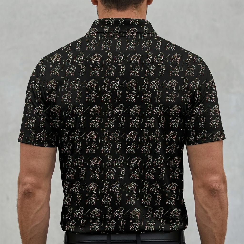 Golf Dog Lights Pattern Polo Shirt Men Women Funny Golfer Dog All Over Print