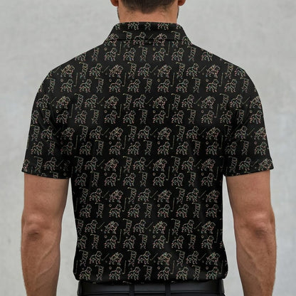 Golf Dog Lights Pattern Polo Shirt Men Women Funny Golfer Dog All Over Print