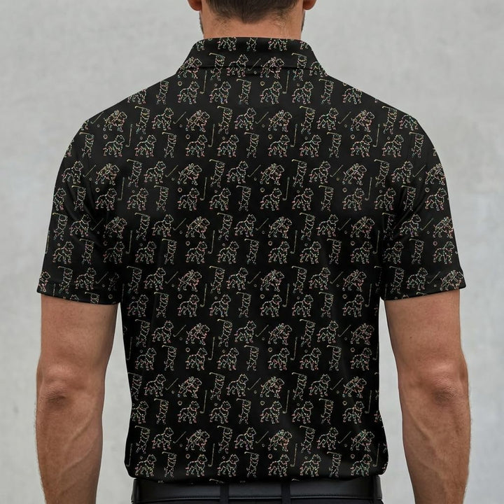 Golf Dog Lights Pattern Polo Shirt Men Women Funny Golfer Dog All Over Print