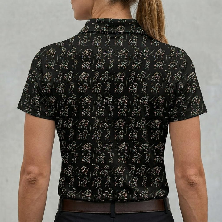 Golf Dog Lights Pattern Polo Shirt Men Women Funny Golfer Dog All Over Print