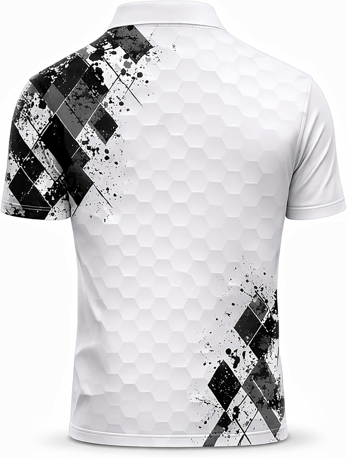 Golf Swing Performance Polo Shirt White Black Modern Golfer Polo Athletic Golf Shirt for Men