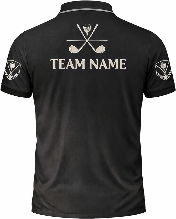 Golf & Whiskey Polo Shirt Custom Name Golf Polo Shirt Men Funny Golf Drinking Shirt Performance Golf Shirt Black