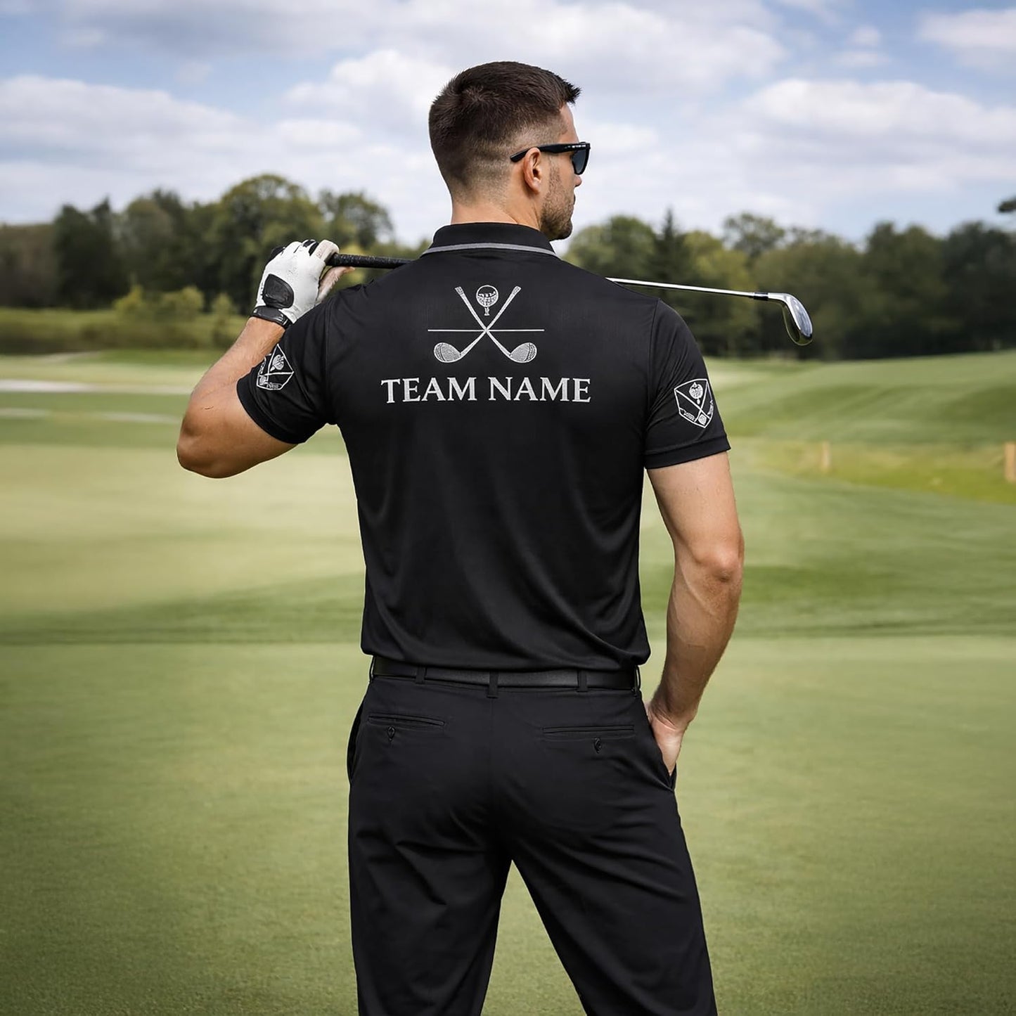 Golf & Whiskey Polo Shirt Custom Name Golf Polo Shirt Men Funny Golf Drinking Shirt Performance Golf Shirt Black