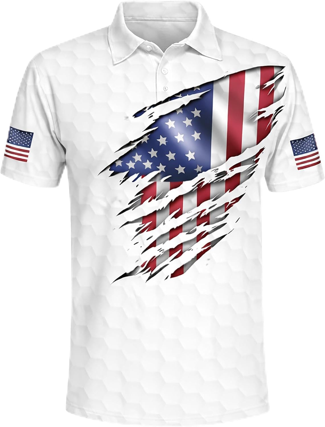 Patriotic Golf Polo Shirt American Flag Eagle Golf Club Performance Polo for Men Women