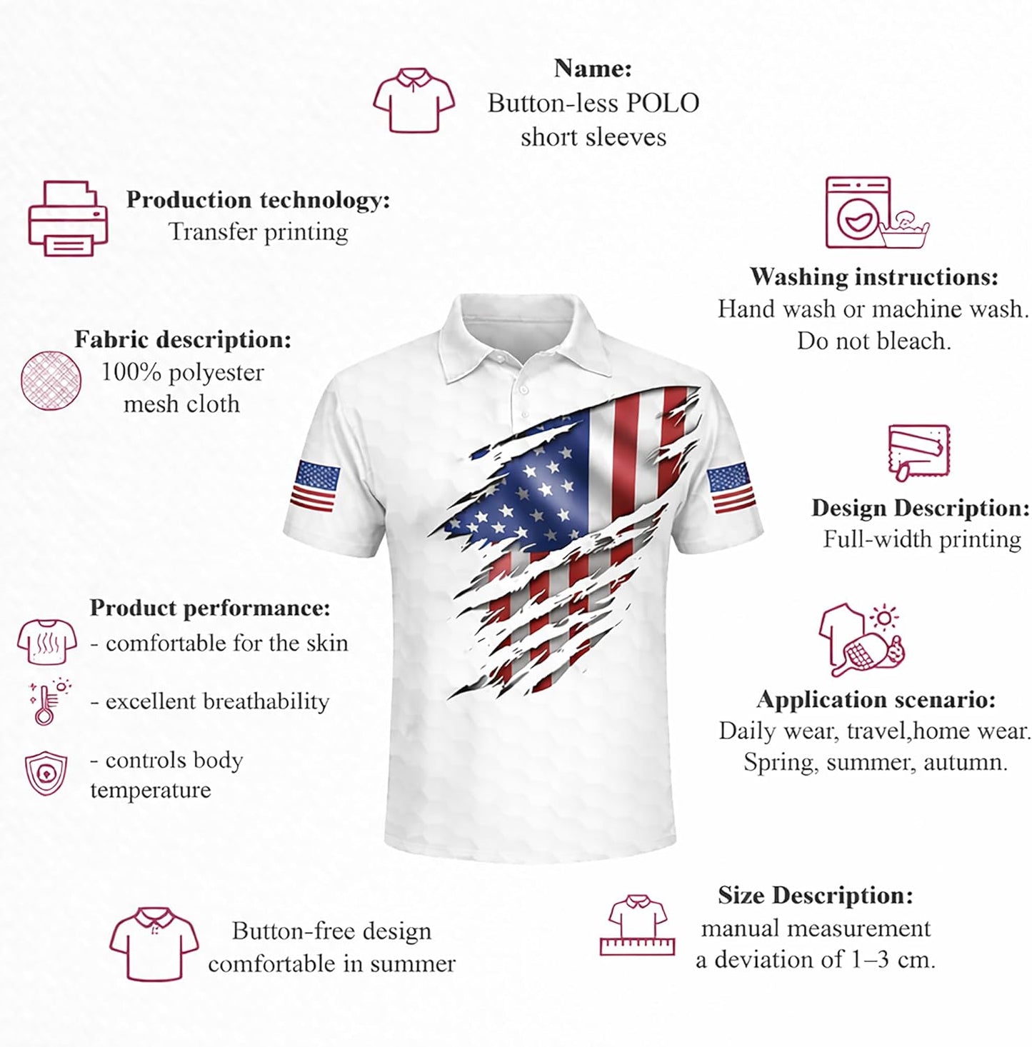 Patriotic Golf Polo Shirt American Flag Eagle Golf Club Performance Polo for Men Women