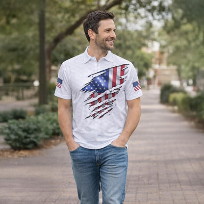 Patriotic Golf Polo Shirt American Flag Eagle Golf Club Performance Polo for Men Women