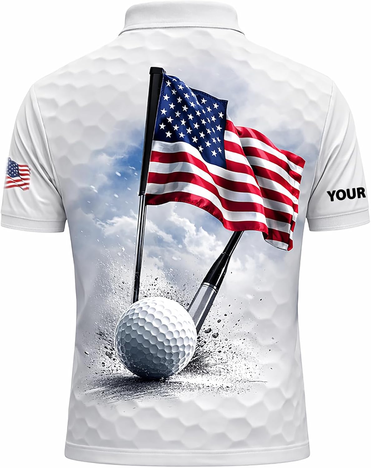 Patriotic Golf Polo Shirt Custom Name American Flag Golf Ball Performance Golf Shirt USA Golf Apparel