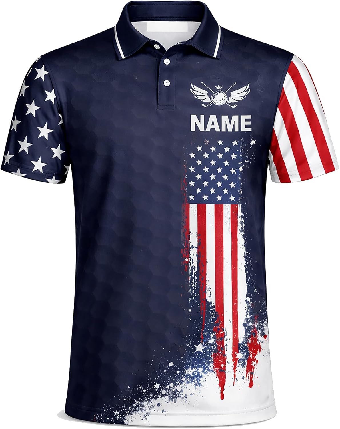 Patriotic Golf Polo Shirt Custom Name USA Flag Golf Club Graphic Performance Golf Shirt Men