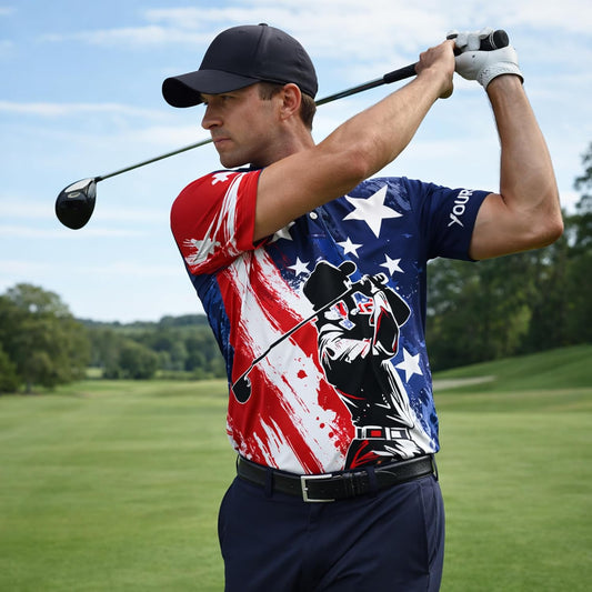 Patriotic Golf Polo Shirt Custom Name USA Flag Golf Shirt Personalized Golf Player Polo All Over Print