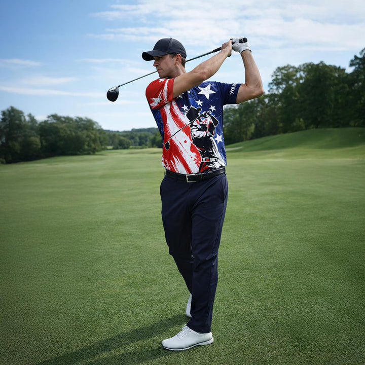 Patriotic Golf Polo Shirt Custom Name USA Flag Golf Shirt Personalized Golf Player Polo All Over Print