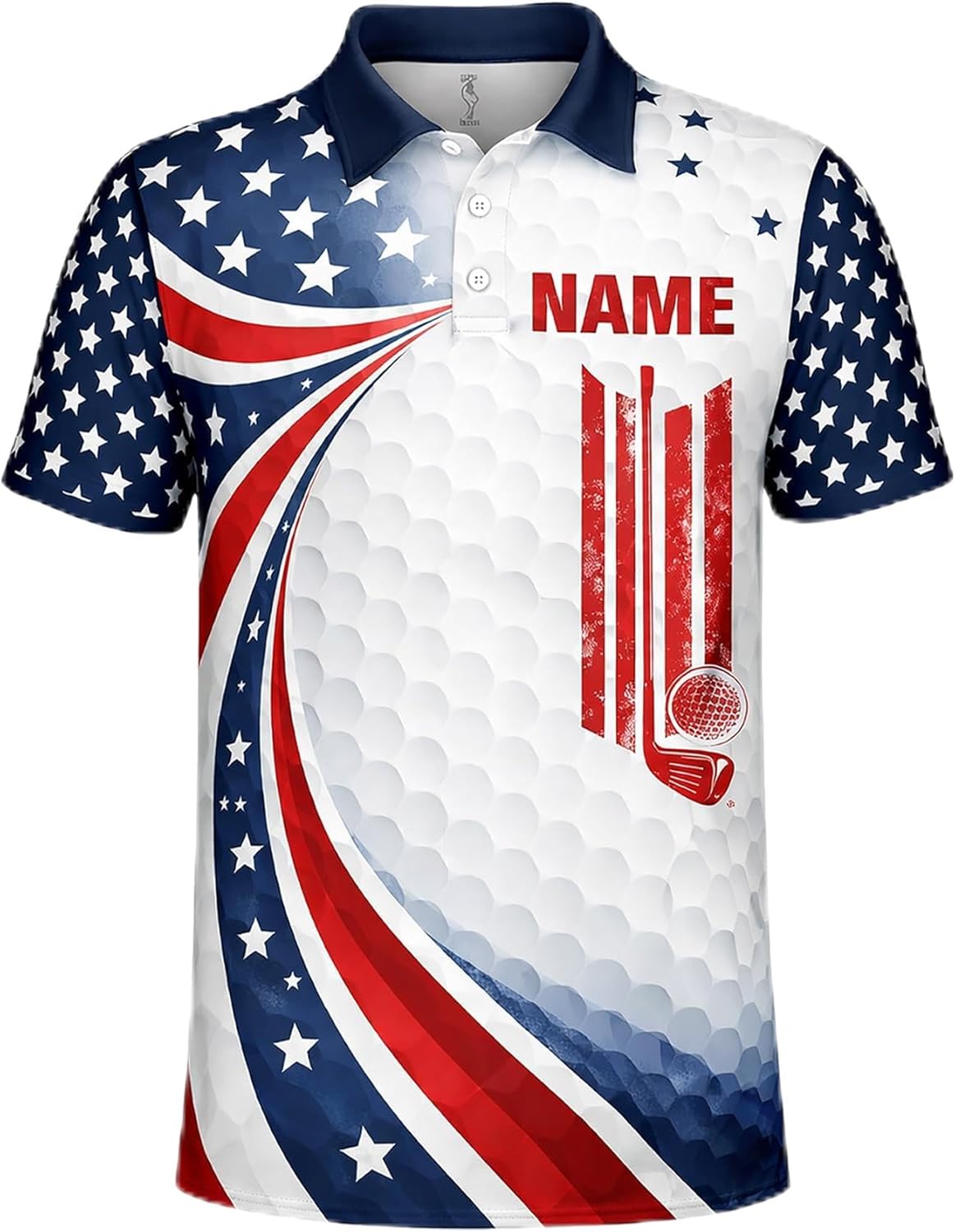 Patriotic Golf Polo Shirt Custom Name USA Flag Stars Stripes Funny May The Course Be with You Golf Shirt