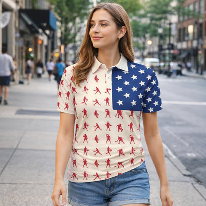 Patriotic Pickleball Polo Shirt American Flag Pickleball Shirt USA Pickleball Performance Polo