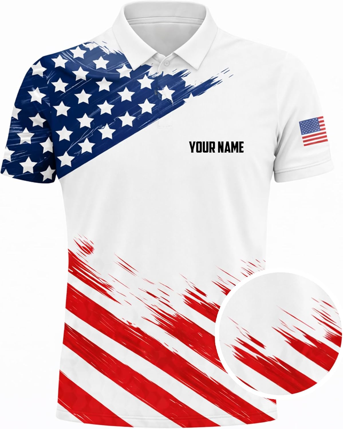 Patriotic USA Polo Shirt Custom Name American Flag Golf Shirt Men Performance Polo Independence Day Shirt