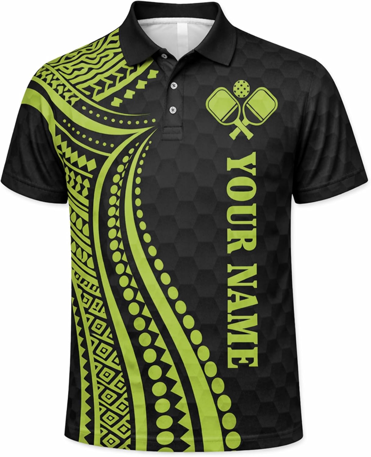 Personalized Pickleball Polo Shirt Custom Name Team Shirt Black Green Performance Polo