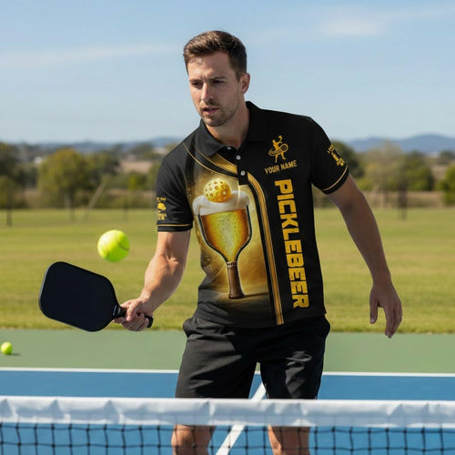 Pickleball Beer Polo Shirt Custom Name 3D All Over Print