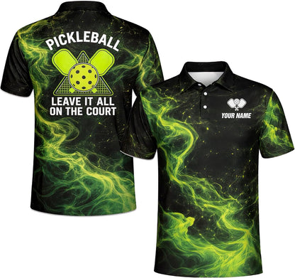 Pickleball Polo Shirt Custom Name Leave It All On The Court Performance Sport Shirt Black