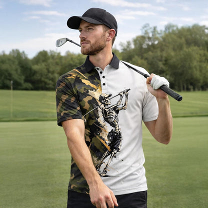 Skeleton Golf Polo Shirt Camo Military Golf Performance Polo Custom Team Name Golf Shirt