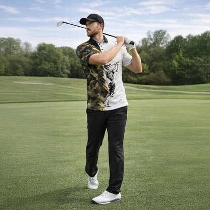 Skeleton Golf Polo Shirt Camo Military Golf Performance Polo Custom Team Name Golf Shirt